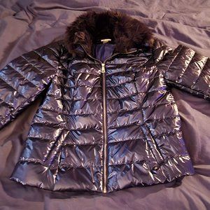 Metallic Purple Jacket With Faux Fur Collar Xl - image 1